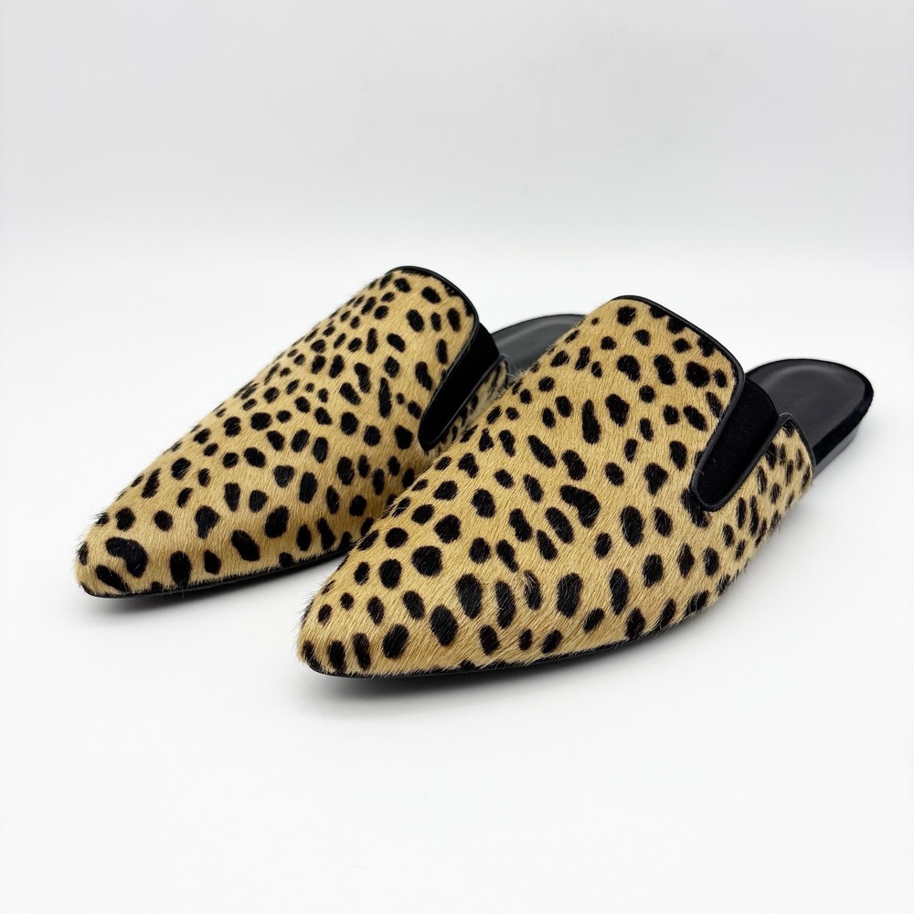 Jenni Kayne Cheetah Print Calf Hair Mules Size 38